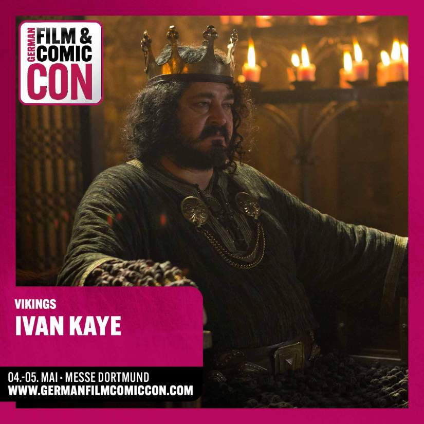 Ivan Kaye in King Aelle attire on a poster of the German Film and Comic Con on 4th-5th May 2924